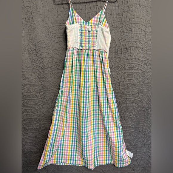 J Crew Multicolor Gingham Long Dress Women Size XS - Picture 5 of 9